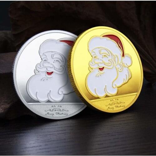 2020 New gold silver Double sided Christmas Santa elk Claus Commemorative Coin Souvenir Collectible Art