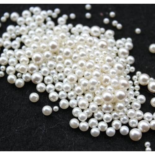 4000pcs 2mm-4mm mix size no holes pearlized ball Pure White or cream Round Faux Fake Pearls Beads Toppings