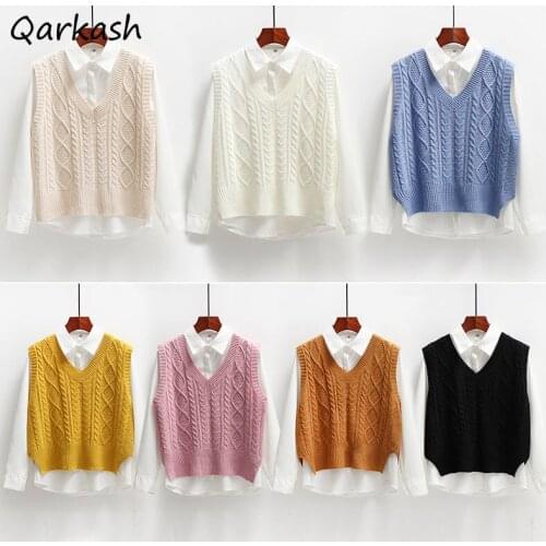 7 Colors Sweaters Women Minimalist Elegant V-neck Trendy Ins College Teens Knitwear All-match Simple Lovely Girls Clothing Y2k