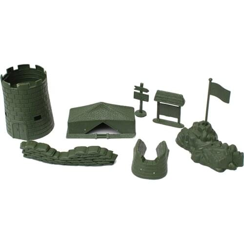 7 Piece Set of Army Base Set Bulding Castle Accessory Blockhouse Camp Tent Sandbag Army Playset Toy