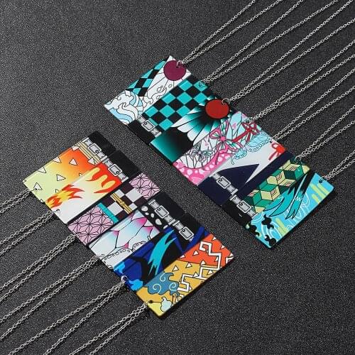 Anime Jewelry Acrylic Demon Slayer Blade Tanjiro Butterfly Ninja Pendant Necklace Creative Gift For a Friend