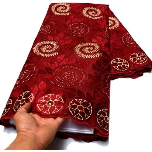 Free Shipping 2021 new design wine red High quality wedding lace African Fabric 5 Yards 100% Cotton Swiss Voile Lace-P893703