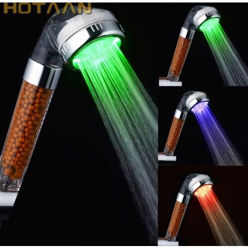 Free Shipping Led shower Tourmaline SPA Anion Hand Held Bathroom Led hand Shower Head Filter Hand Shower Pressurize Saving Water