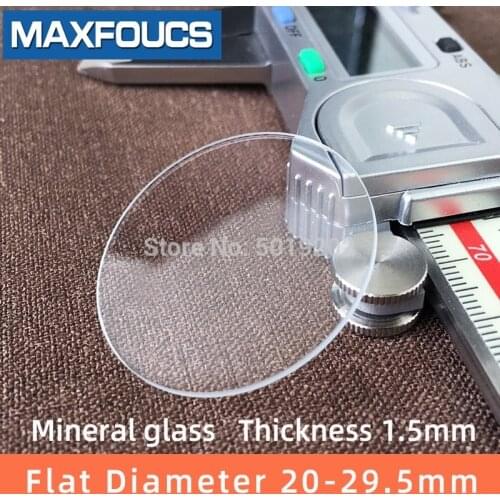 Watch glass Mineral glass Flat Thick 1.5 mm diameter 20mm ~ 29.5mm Transparent crystal 1pieces