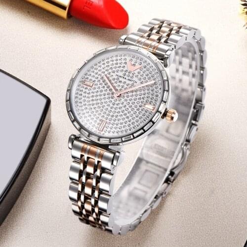 32 mm luxury stainless steel case watch fashion Ladies crystal diamond Watch Ladies beautiful quartz watch