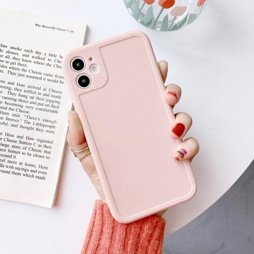 Simple Solid Color Square Phone Case for iPhone 12 11 Pro Max Mini X XS XR 8 7 Plus SE 2020 Candy Capa Thin Soft Silicone Cover