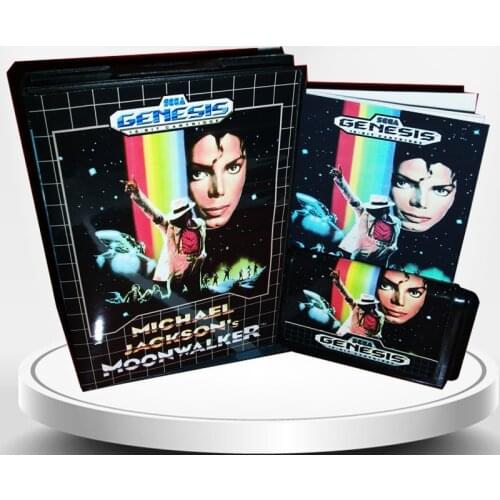 Michael Jacksons Moonwalker US Cover with Box and Manual for MD MegaDrive Genesis Video Game Console 16 bit MD card