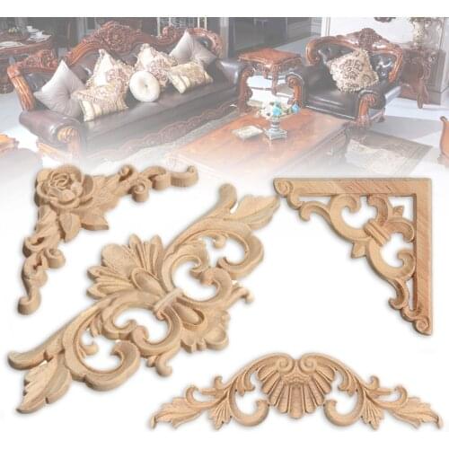 Wood Carved Corner Onlay Applique Frame Decor Furniture Craft Unpainted Home New