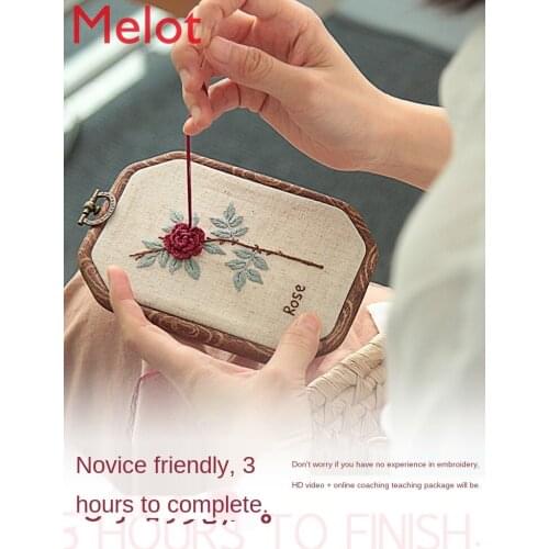 French Embroidery DIY Handmade Flower Pick Material Package Self-Embroidery Kill Time Beginner Creative