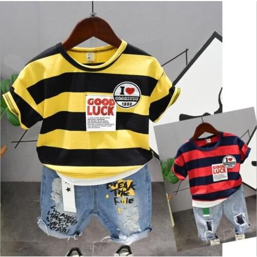 2020 summer Boys T Shirt + Shorts jeans 2pcs Outfit Kids Clothes Boys Suit For Toddler Boys Clothing Set 2-6years