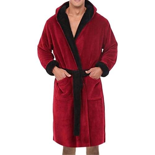 Pockets Mens Robes Winter Lengthened Bathrobe Home Male Clothes Long Sleeved Western Style Fashion Casual Loose Mankind Coat