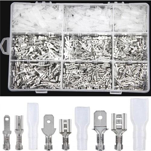 900Pcs/Set Insulated Electrical Wire Crimp Terminals 2.8/4.8/6.3mm Spade Connectors Assortment Kit with Box