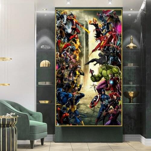 Canvas Painting and Prints Marvel Avengers Anime Posters Superhero Spiderman Comics Wall Art Picture Living Kids Room Decoration