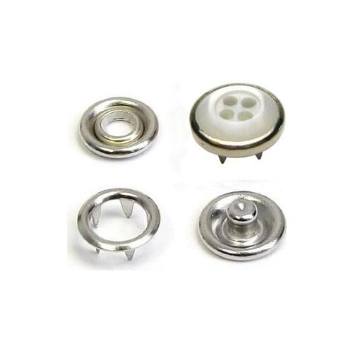 150sets Metal snap buttons 12mm 4 HOLE round snap button 4 part button fastener press stud buttons nickle FP-030