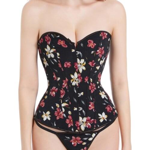Sexy Corset Top Gothic Bustiers Corsets Overbust Corselet Modeling Strap Belly Sheath Body Shapewear Women Floral Print Girdle