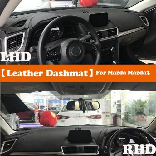 Leather Dashmat Accessories Car-Styling Dashboard Covers Pad Dash Mat Sunshade Carpet For Mazda 3 Mazda3 BM BN 2013-2018 Axela