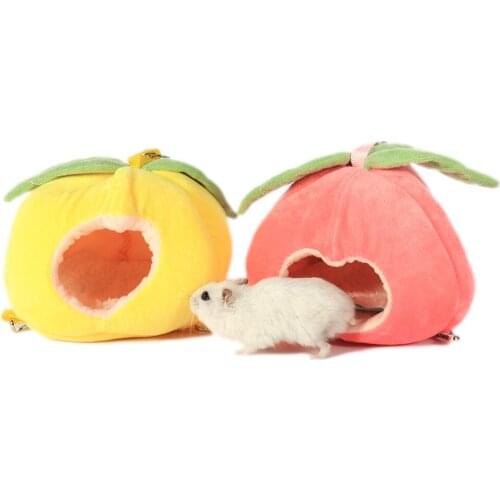 Pet Bed Cotton House Small Animal Hanging Quilted Nest Fruit Shape Hammock Winter Warm Pet Cage for Hamster 15x11x10cm