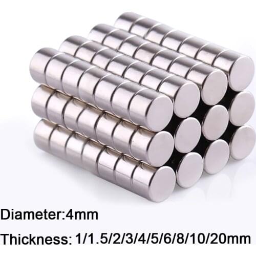 10pcs 4mm Diameter Round Neodymium Magnets 1/1.5/2/3/4/5/6mm Thick Rare Earth Strong Crafts Permanent Magnet N35