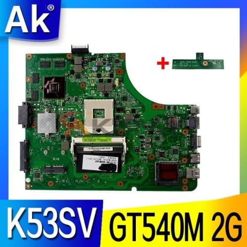 K53SV Laptop motherboard For Asus K53SM K53SC K53SJ K53S A53S K53SV original mainboard GT540M 2G 8*Memory tested full 100