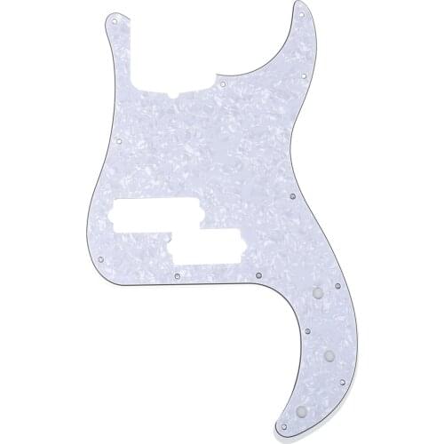 Musiclily Pro 5-String 13-Hole Contemporary P Bass Pickguard for Fender American Precision Bass, 4Ply White Pearl