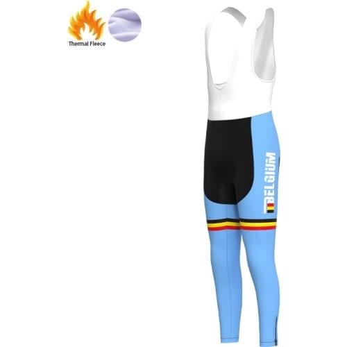 2013 Racing Belgium Team Retro Man Fleece Blue Cycling trousers Triathlon winter Bike Skinsuit Pants Pantalón ciclismo mujer