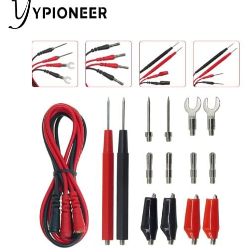 Cleqee Test Leads kit Replaceable Test wires Probes for digital Multimeter 4mm banana plug crocodile clips U type probe