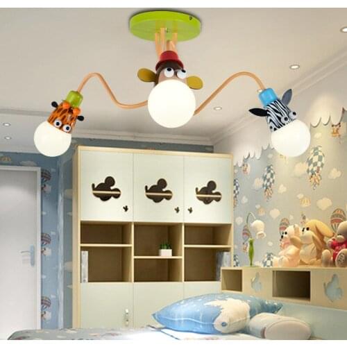 Novelty LED White Bulb Ceiling Lights Cartoon Animal Monkey Zebra Giraffe Children Kids Bedroom Room Lamps Hang Pendent Light XU