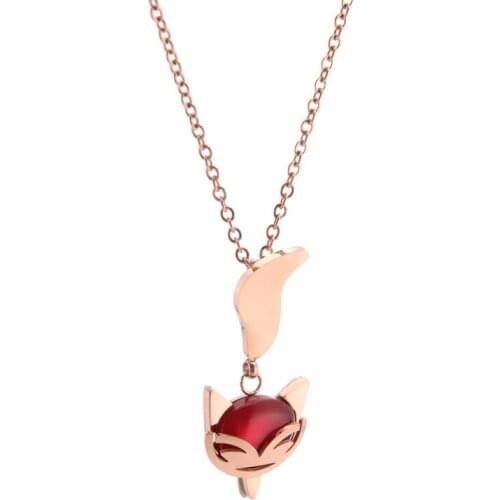 Animal necklaces for womens fashion simple fox pendants rose gold chain necklace stainless steel necklace jewelry on the neck