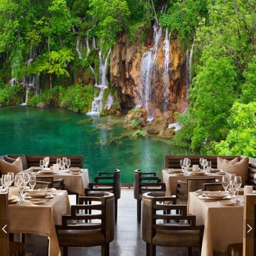 Custom natural landscape wallpaper,Forest waterfall,3D photo mural for living room bedroom background wall PVC papel de parede