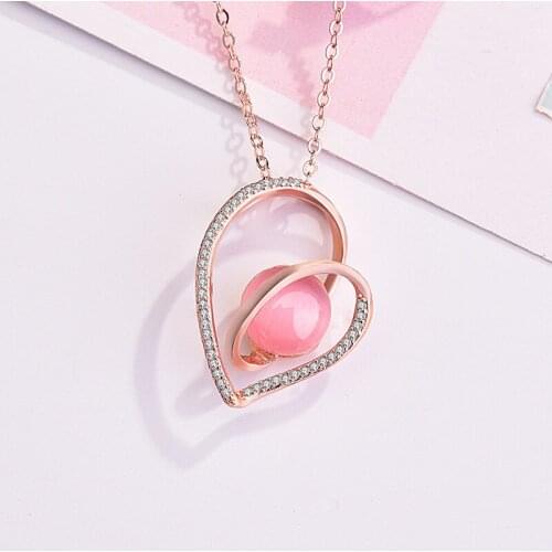 Popular 925 Silver Mosaic Pink Crystal Heart-shaped Dangle Pendant Trendy Fashion Charm Jewelry Accessories Gifts for Her Women