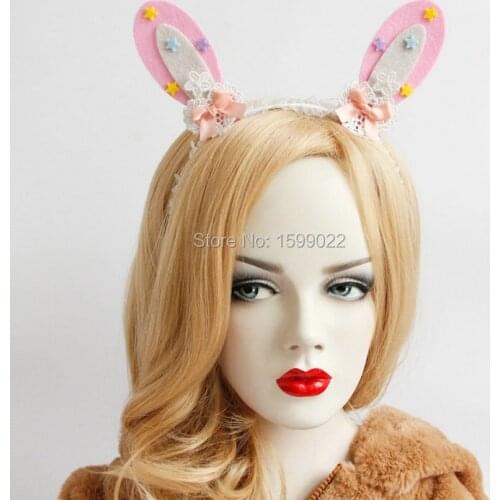 Cute Bunny Hair Band Lace Headband Pink Rabbit Ears Star Bowknot Decoration Maternity Photography Props Children Accessories