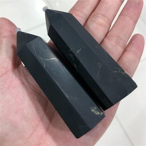 Natural Shungite Point Crystal Quartz Tower Home Decoration Ornament Specimen Reiki Healing Energy Stone