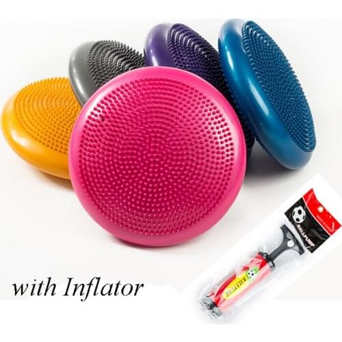 Durable 33cm Inflatable Yoga Massage Ball Universal Sports Gym Fitness Yoga Wobble Balance Disc Massage Cushion Mat with Inflat