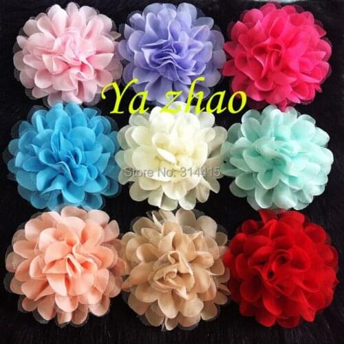 4" New Sytle Chiffon mesh Flowers, headbands flower, 80pcs/lot, 16 color in stock, free shipping