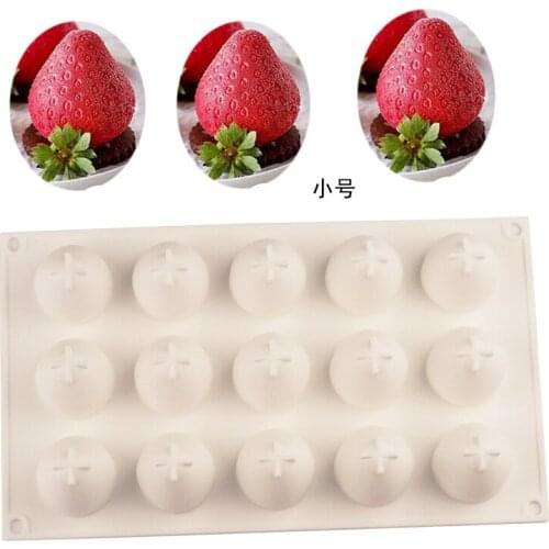15 Holes Strawberry Mousse Cake Baked Mold Silicone Chocolate Cookie Muffin Baking Tool Sponge Mousse Dessert Cake Decorating