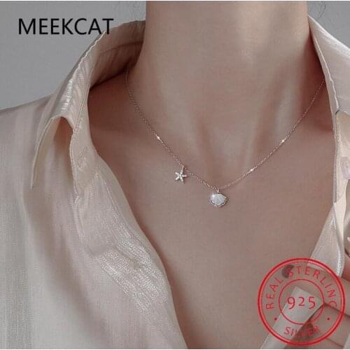 925 Sterling Silver Starfish Shell Pendant Necklaces High-level Sense of simplicity Female Clavicle Chain Necklace For Women
