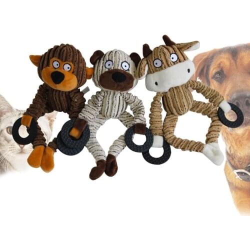 Chew Toys Dog Puppy Plush Toys Pet Puppy Chew Plush Sound Sheep Monkey Cow Dumb Pet Toys