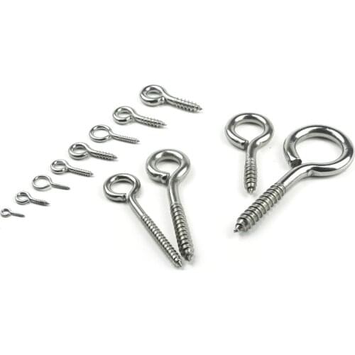 12 Kinds of Eye Screw Bolt Hook 304 Stainless Steel Screw Eye DIY Rope Accessories Wood Screws Jewellery Accessories