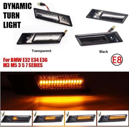 2Pcs/Lot Side Light Dynamic Turn Signal Lamp For BMW 3 5 7 Series E32 E34 E36 1990-1996 LED Sequential Lamp Blinker Indicator