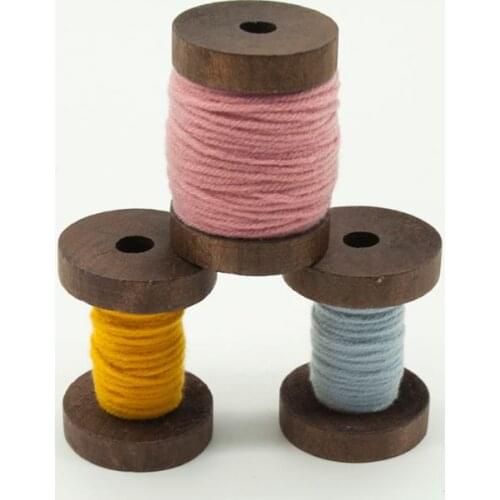 3pcs Empty Wooden Bobbins Spools Thread Sewing Machine Crafts Wire Needlework N58A