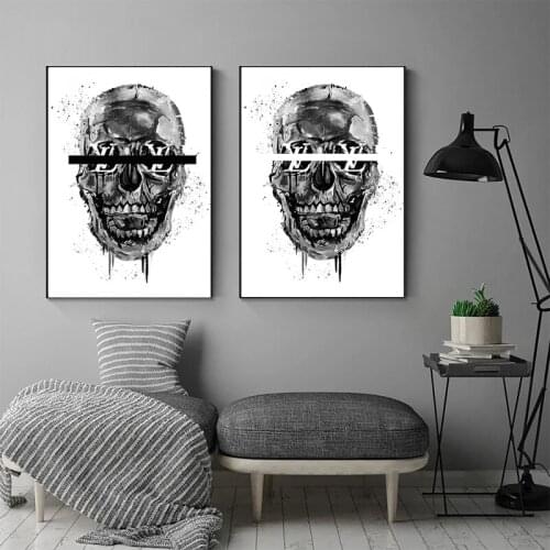 Abstract Cool Skull Canvas Painting Paintings Posters and Prints Wall Art Pictures for Living Room Modern Boys Room Teen Decor