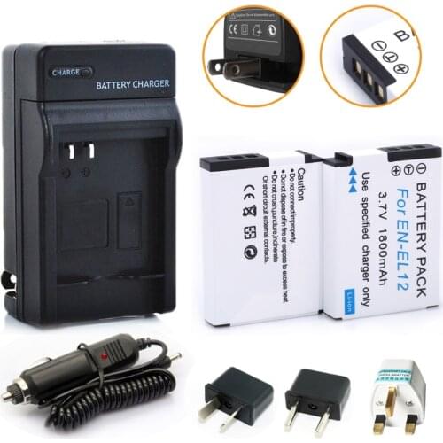 2* EN-EL12 EL12 ENEL12 Replacement Batteries Battery AKKU+ 1* Charger For Nikon S620 S6200 S630 S6300 S640 S70 S710 S8000 Camera