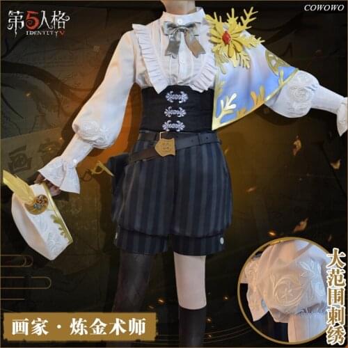 Anime! Identity V Edgar Valden Painter Alchemist Gold Skin Suit Uniform Cosplay Costume Halloween Outfit For Women Free Shipping