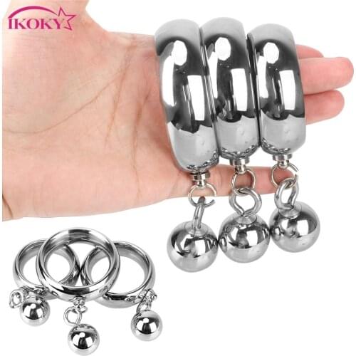 Penis Bondage Lock Strength Training Balls Metal Scrotum Stretcher Stainless Steel Cock Ring Delay Ejaculation New Metal Ball