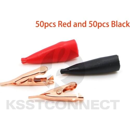 CC34C 100pcs Red/Black miniature copper flat special small alligator clips Micro Toothless Alligator Clip