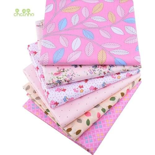 Chainho,New Pink Floral Series,Printed Twill Cotton Fabric,Patchwork Cloth For DIY Sewing&Quilting Baby&Children Material,CC348