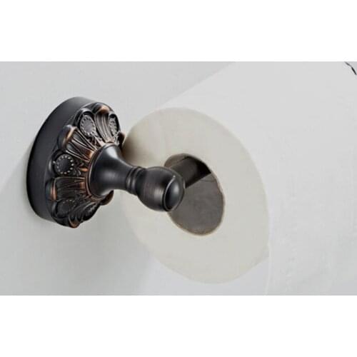 Black Toilet Paper Roll Holder Luxury Vintage Brass WC Paper Towel Holder Creative Bathroom Hardware Tissue Hanger Wall Mounted