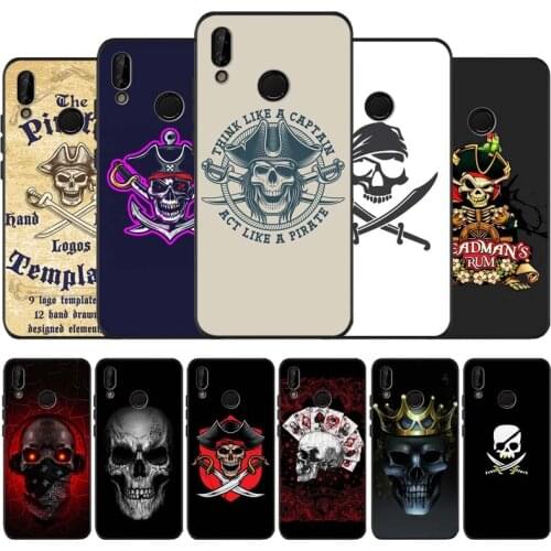 Pirate logo design black soft Phone Case for huawei P40 P30 P20 P10 Pro lite P9 Lite nova 4E 6SE Psmart 2019 Y6 9 Prime