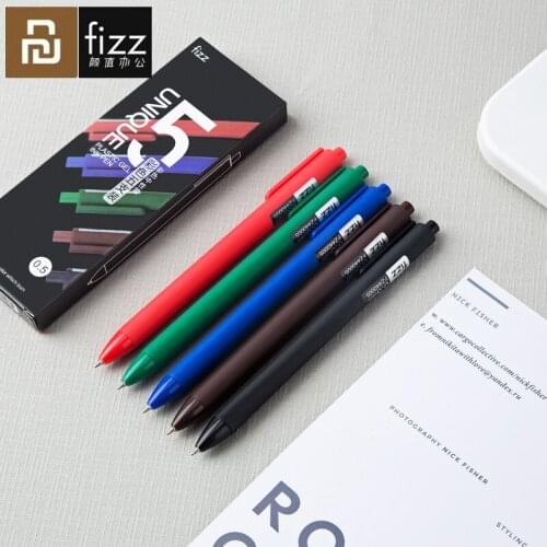 Youpin Fizz Color Gel Pen 0.5MM Color Ink Ballpoint Press Pen Colorful 5pcs Smooth Writing Frosted Sign Pen For School Office