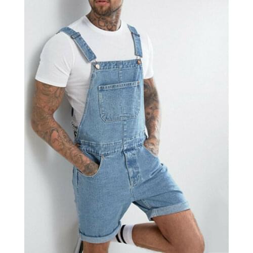 Vintage Mens Shorts Mens Suspenders Trouser Denim Ripped Overalls Shorts Bib Pants Slim Skinny Jeans